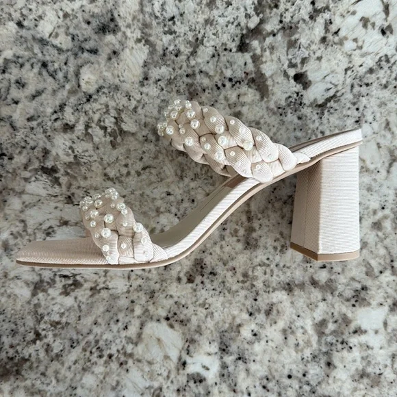 NEW DOLCE VITA womens paily pearl heeled sandals in vanilla pearl 8.5 block heel - Picture 3 of 7